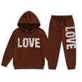 thumbnail image 3 of Kids Boys Girls Active Sweatsuit 2PC Long Sleeve Brown Pullover Hoodie Sweatshirt and Active Jogger Pants Winter Clothes Boys Girls Active Tracksuit Set 4-5 Years, 3 of 3
