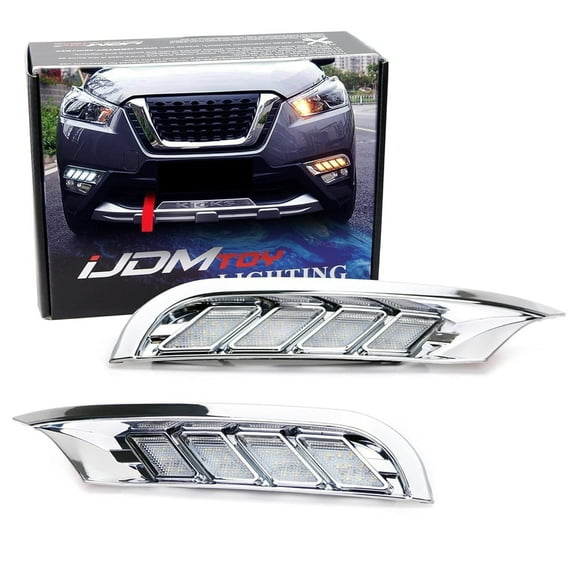 Switchback LED Daytime Running Lights Kit For 2018-2020 Nissan Kicks, White DRL & Amber Sequential Dynamic Turn Signal Blink LED Assembly