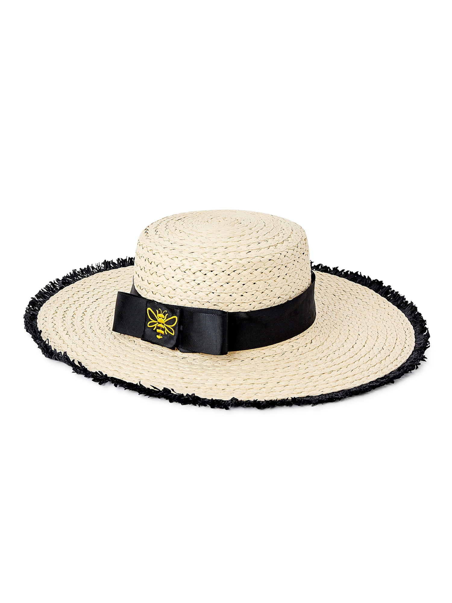 C. Wonder Women's Garden Party Straw Boater Hat with Metallic Bee