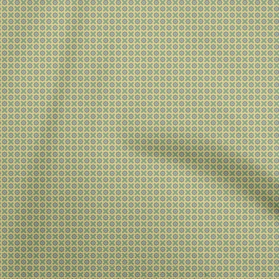 oneOone Georgette Viscose Yellow Fabric Asian Tile Craft Projects Decor Fabric Printed By The Yard 42 Inch Wide