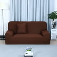 thumbnail image 2 of PiccoCasa Stretch Sofa Cover  Slipcovers for 2 Seater, Chocolate, 2 of 7