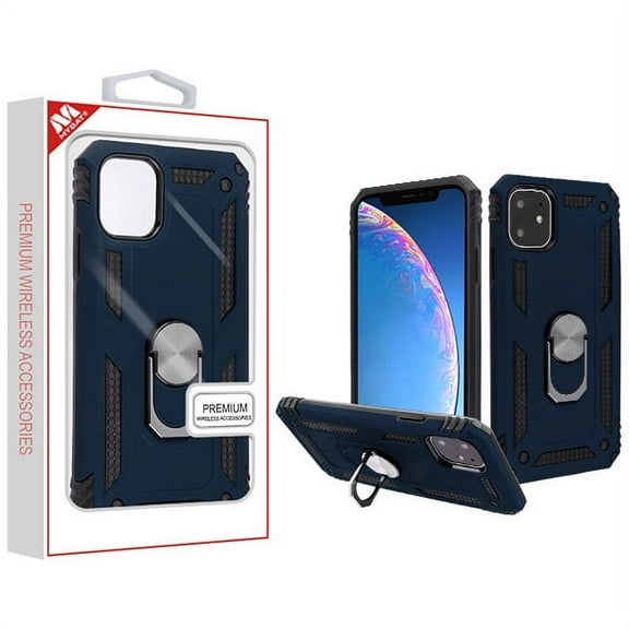 Apple iPhone 11 Phone Case Tuff Hybrid Durable 360 Degree Rotatable Ring Stand Holder Kickstand Fit Magnetic Car Mount Dual Layers Rugged TPU Protective Case BLUE Cover for Apple iPhone 11 / 6.1"