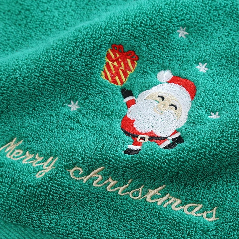 Christmas Bath Towels ZKCCNUK Hand Wash Washing Soft Water Holidy Embroidered Gift Towels Washcloth Absorption Comfortable Xmas Kitchen Cotton