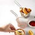 thumbnail image 6 of Holloyiver Wire Fry Basket, Stainless Steel French Fry Chips Baskets Net, Rectangle Wire Mesh Frying Serving Food Presentation Tableware for Chips, Onion Rings & Chicken Wings (Rose Silver), 6 of 7