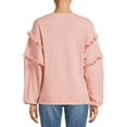 thumbnail image 3 of Time and Tru Women's Ruffle Sleeve Sweatshirt, Sizes XS-3XL, 3 of 5