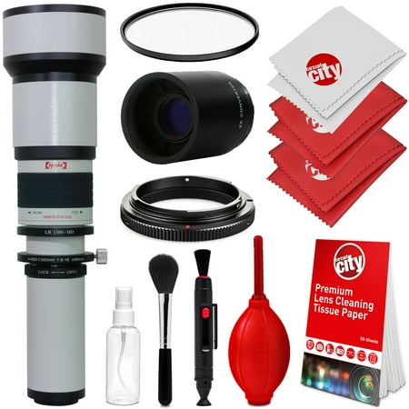 Opteka 650-1300mm (with 2x- 1300-2600mm) f/8 Manual Telephoto Lens + UV for Olympus OM-D E-M1, E-M5, E-M10, PEN-F E-PL8, PL7, P5, PL5, PM2, P1, P2, PL1, PL1s and PL2 Micro Four Thirds Digital