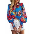 thumbnail image 6 of KelaJuan Women Button up Shirt Contrast Color Loose Casual Long Sleeve Blouse Work Tops for Streetwear, 6 of 7