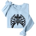 thumbnail image 4 of Rggeeun Crew Neck Sweatshirts Women Skeleton Pattern Plus Size Long Sleeve Relaxed Fit Soft Lightweight for Halloween Outdoor Wear Basic Tops,Blue,Xxxl, 4 of 4