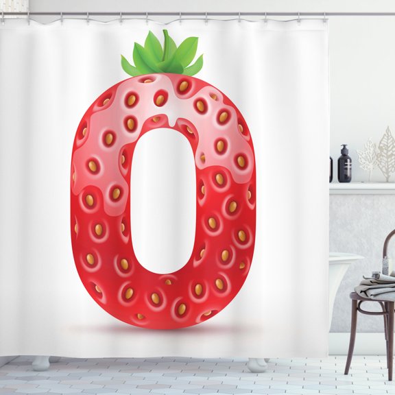 Ambesonne Letter O Shower Curtain, Vibrant Fruit Capital, 69"Wx75"L, Vermilion Green Orange