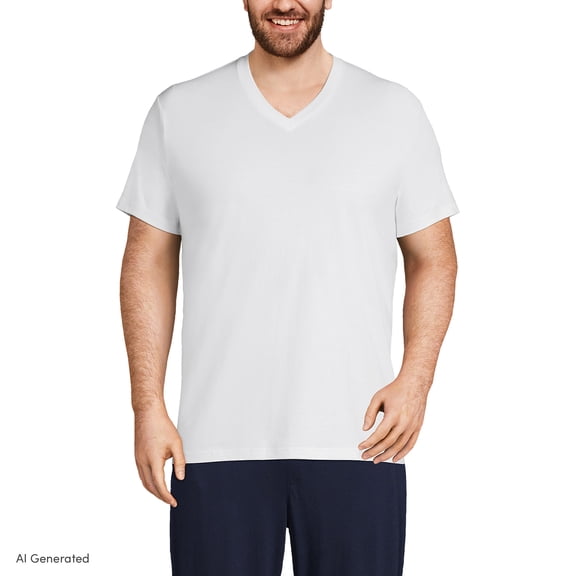 Lands' End Essentials Men's V-Neck T-Shirt 3 Pack - Premium Cotton Tee, Casual Regular Fit