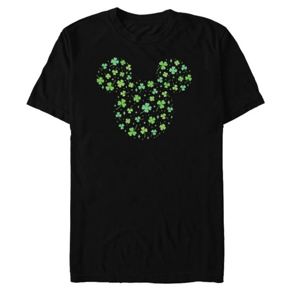 Disney Mickey Mouse Icon Shamrock Clovers St Patrick’s Day - Short Sleeve Blended T-Shirt for Adults - Customized-Black