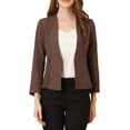 thumbnail image 1 of INSPIRE CHIC Women's Workwear Zipper Collarless Cropped Blazer XS Coffee, 1 of 7