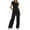Black, variant on FJUCHAI Womens 2 Piece Outfits Casual Sweatsuits High Waist Short Sleeve Tracksuit Loose Baggy Wide Leg Pants Sets S-XXXL