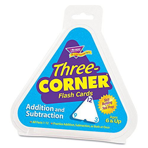 TREND T1670 Addition/Subtraction Three-Corner Flash Cards, 6 & Up, 48/Set