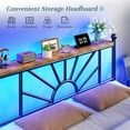 thumbnail image 5 of EnHomee Full Size Metal Bed Frame with Vintage Headboard & Footboard Metal Platform Bed Frame Full with LED Lights & Storage, Noise Free, Black, 5 of 7
