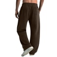 thumbnail image 4 of GUZOM Mens Lounge Pants Brown Loose Fit Sweatpants Casual 100% Polyester Soft Relaxed Fit with Drawstring Waist Pockets,Size M, 4 of 9