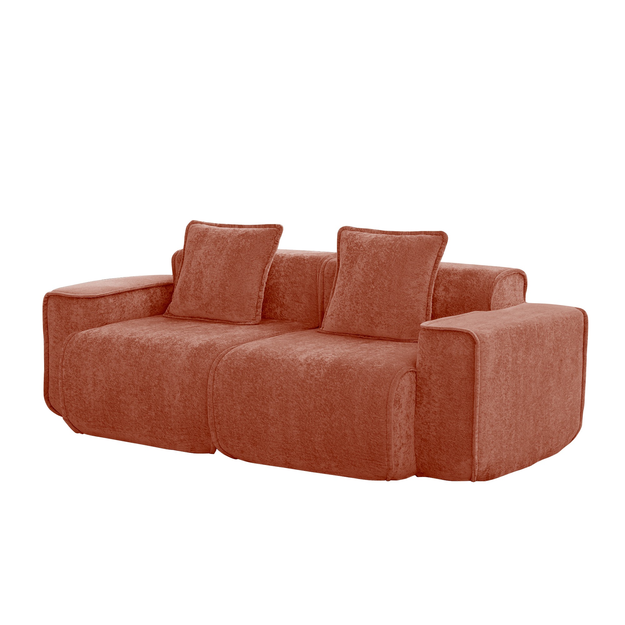 DEALTOPS 79" Modern Velvet Cloud Couch, 2-Seater Modular Loveseat with 2 Pillows, Red