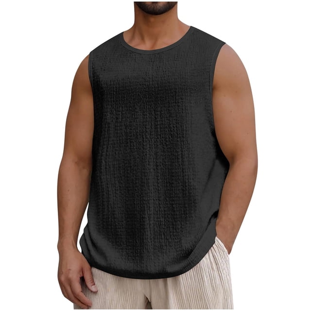 Bocqde Débardeurs d'Entraînement pour Hommes, T-Shirts de Musculation Décontractés Unis Sans Manches Col Rond Blouses