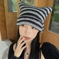 thumbnail image 7 of Crochet Hats for Women Punk Grunge Design Beanies for Women Cat Meow Winter Hat Beret Two Cute Ears Beanies, 7 of 7