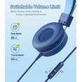thumbnail image 6 of Kids Headphones with LED Lights for School, Upgrade USB Type C Kid Headphone with Microphone, Volume Limiter 85/94dB, Wired On Ear Headphones for Boys/Girls/Tablet/Travel -Blue, 6 of 7
