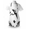 thumbnail image 4 of Phoenix Apron, Tattoo Style Mythological Bird Flying Peony Blooms Flowers Monochrome Art, Unisex Kitchen Bib with Adjustable Neck for Cooking Gardening, Adult Size, Black and White, by Ambesonne, 4 of 4