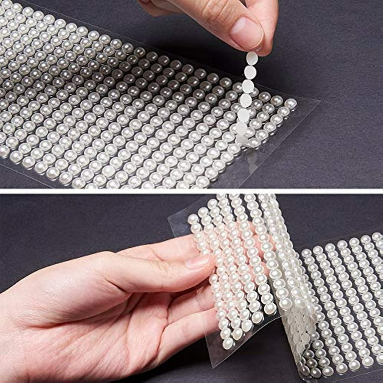 Plastic Pearls Flat Bead Self Adhesive Stickers, 6mm, 36-Strips