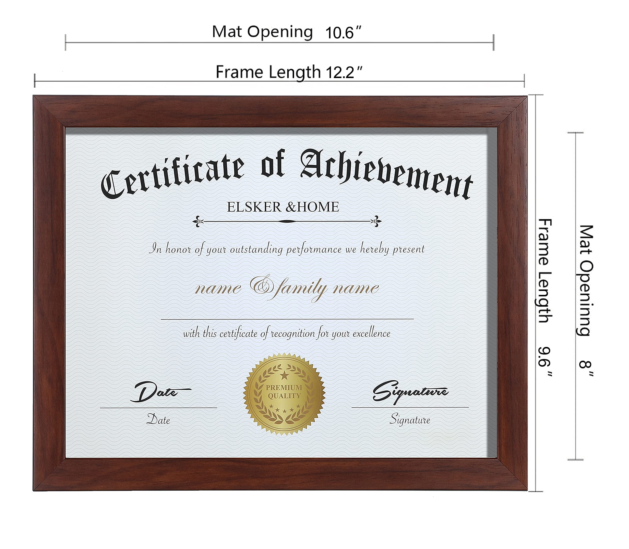ELSKER&HOME 8.5x11 Certificate Frame, Classic Coffee Color Frame, Displays Diploma&Document 8.5x11 Inch