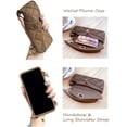 thumbnail image 3 of Wallet Phone Cases for iPhone 13 Pro Max, Purse Flip Card Holder Soft Silicone Case Cover with Handstrap & Long Pearl Crossbody Chain Apply to iPhone 13 Pro Max (Brown), 3 of 15