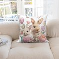 thumbnail image 2 of Bunny Flower Throw Pillow Covers 18x18 Set of 2,Spring Floral Easter Rabbit Decorative Pillowcases for Sofa Couch Living Room, 2 of 6