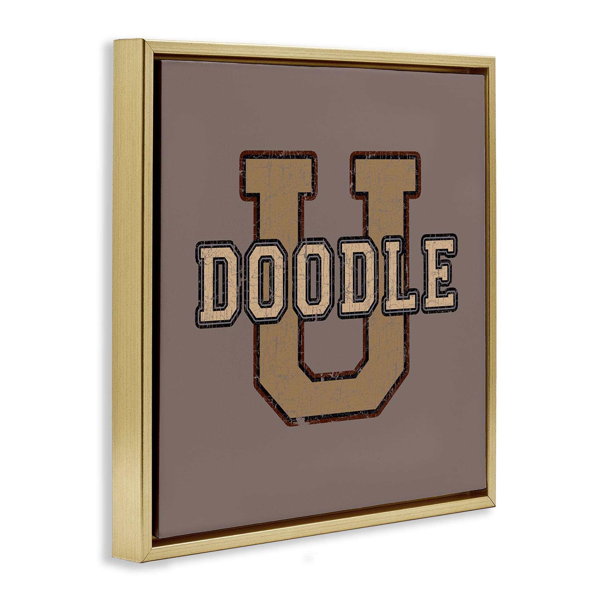 Stupell Industries Vintage Doodle U Novelty & Humor Painting Gold Floater Framed Canvas Art Print Wall Art, 25 x 25