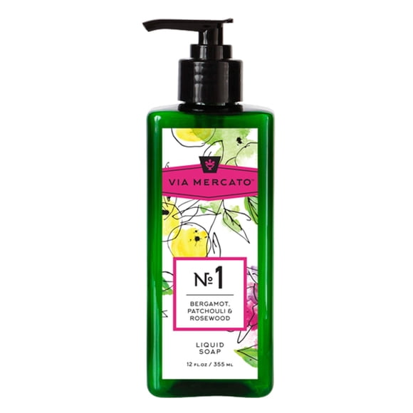 Via Mercato Jabón líquido enriquecido con manteca de karité (12 oz) No. 1 - Bergamota, pachulí y palo de rosa
