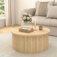 thumbnail image 5 of Lift Top Coffee Table with Storage, Round Coffee Tables for Living Room, 34.6'' Farmhouse Fluted Coffee Table, Wood Center Table with Large Hiddern Storage Compartment (Wood Color), 5 of 8