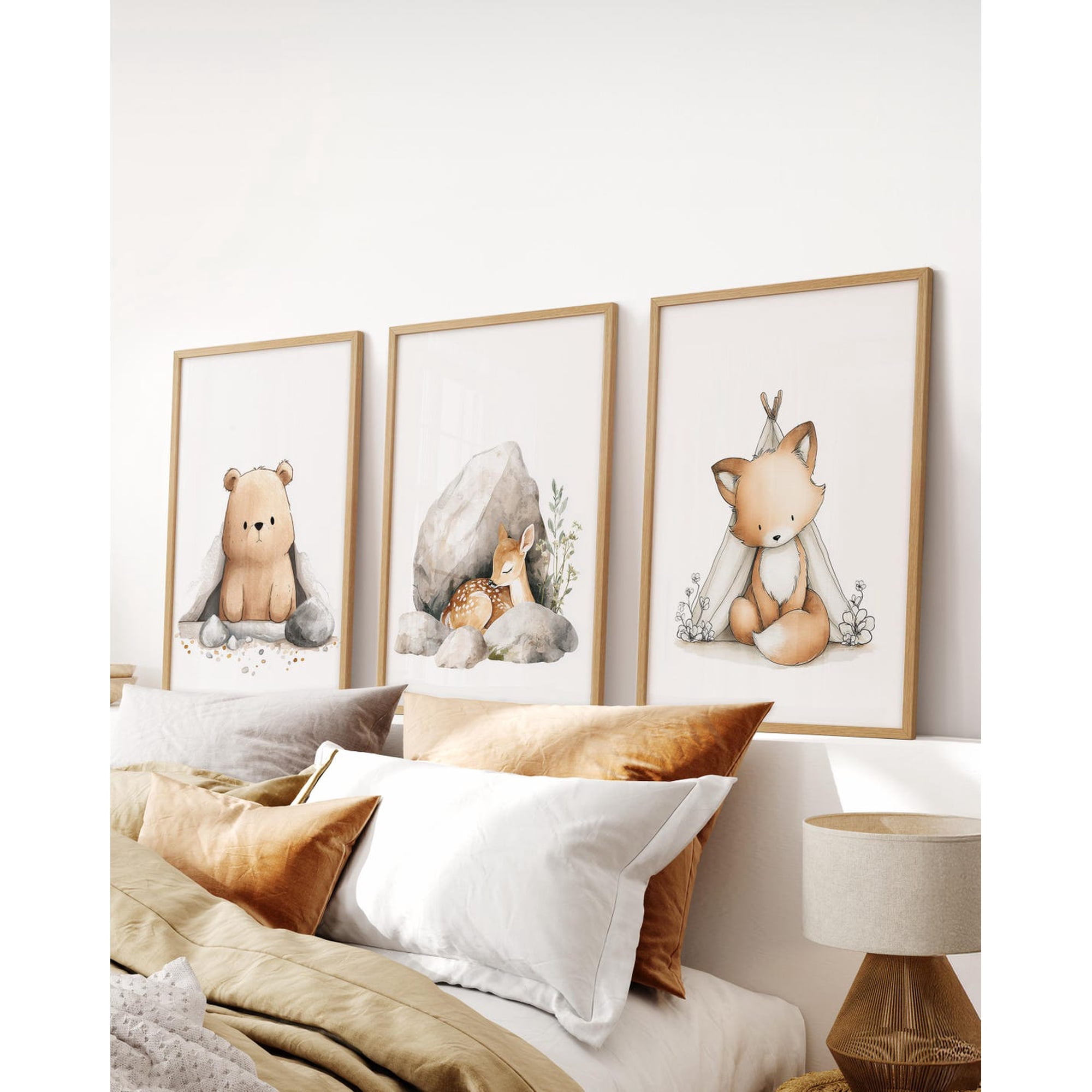 Set Of 3 Woodland Arts Forest Animals Rustic Baby Wall Art Prints Nursery And Gallery Wall Decor