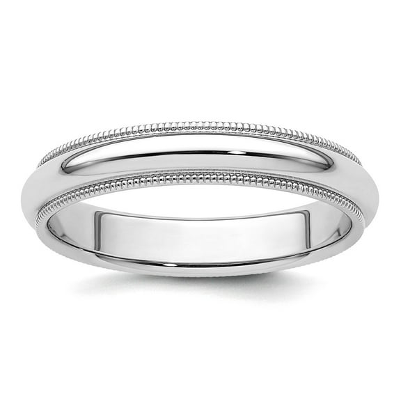 Platinum Solid Polished 4mm Comfort-Fit Milgrain Size 10 Wedding Band Ring -  Jewelry Gift for Mom