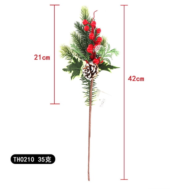 Xiao Hua 6 ramas de agujas de pino artificiales, púas de pino de Navidad con tallos de frutos rojos, ramitas de pino Norfolk de imitación para manualidades, decoración del hogar, F