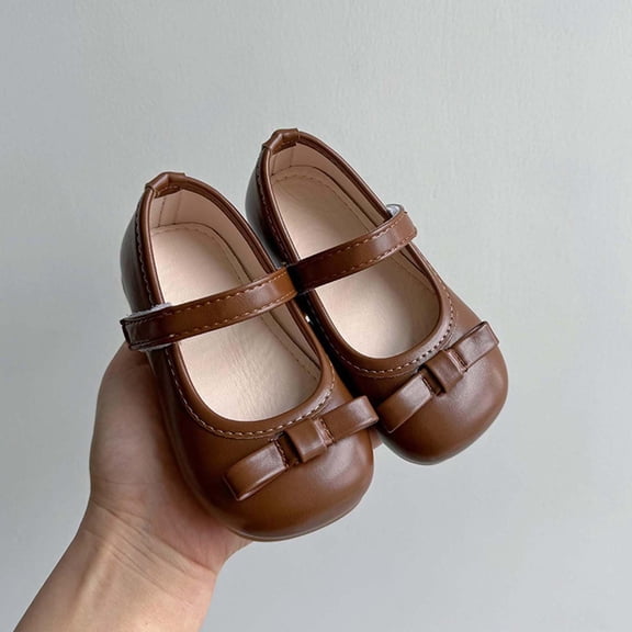 hengsof Girls' Solid Color Bow Wedding Party Dress Ballet Flats Toddler Fashionable Casual Comfortable Versatile Princess Sandals