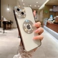 thumbnail image 2 of Compatible for iPhone 15 Pro Max Case with Luxury Clear Plating Logo View Glitter Cute Diamond Sparkly Design Aesthetic Women Teen Girls Phone Cases Bling Camera Protective Cover-Silver, 2 of 11