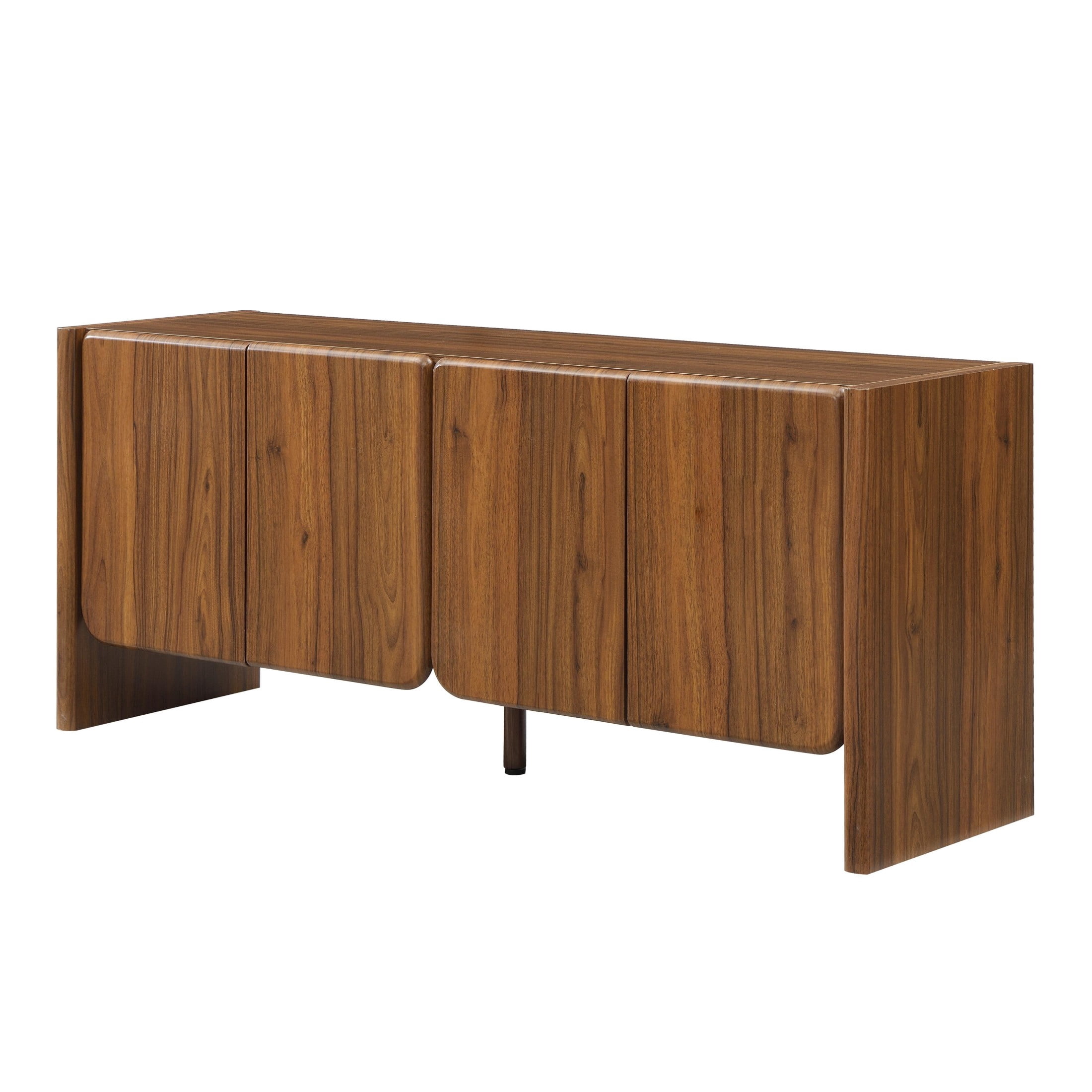 Christopher Knight Home 60" Mid-Century Modern Credenza, 4-Door Arc Curved Sideboard, Walnut