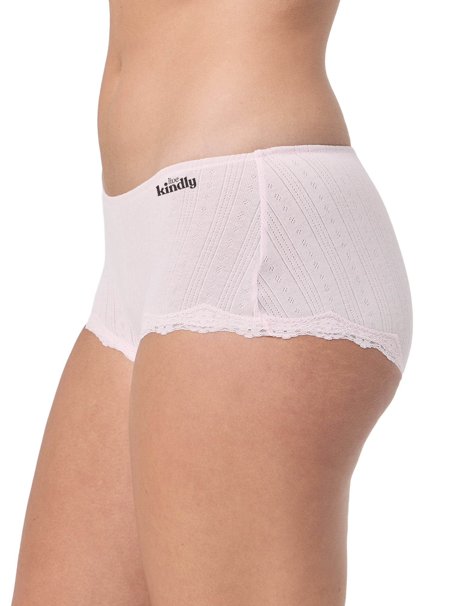 Kindly Yours Women’s Pointelle Boyshort Underwear with Lace Trim, 2-Pack, Sizes XS-XXXL