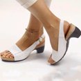 thumbnail image 2 of Domuza Womens Summer Sandals Fashion Open Toe Buckle Strap Low Chunky Heel Shoes Ladies Elegant Work Travel Beach Sandals Beige 5.5（EU-36）, 2 of 6