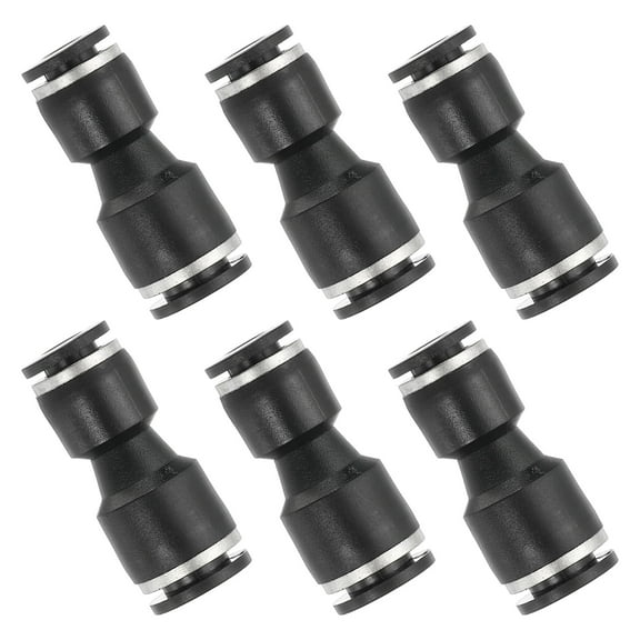 Uxcell 6 Pcs Straight Union Push to Connect Fitting, 3/16" x 5/16" OD Tube Reducer Connector Quick Push Lock Adapter Air Hose Fitting for Pneumatic System Pipeline Connection, Black