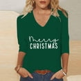 thumbnail image 2 of biudgviw Christmas Shirts for Women Lightweight Print V Neck Tunic Tops Comfy Soft 3/4 Sleeve Tee Shirts Gift for Women, 2 of 5