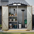 thumbnail image 2 of 5x3FT Outdoor Metal Storage Shed with Lockable Doors and Frame Floor for Garden, Backyard, Swimming Pool, Patio Utility and Tool Storage, 2 of 6
