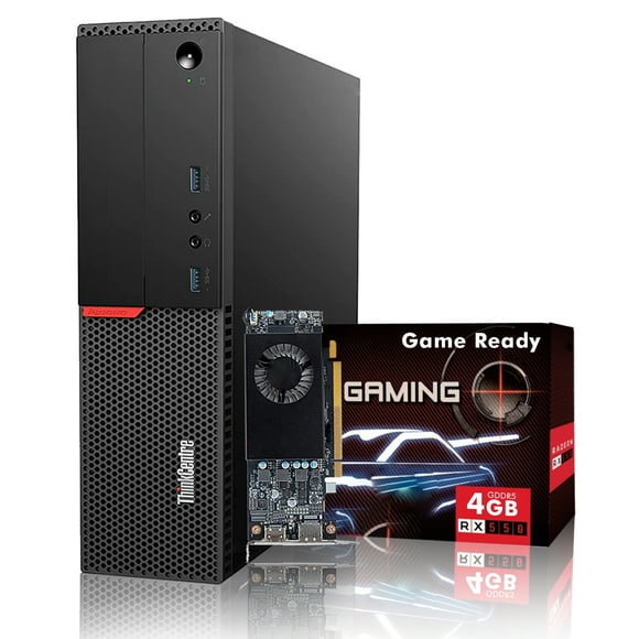 Lenovo ThinkCentre Desktop PC with RX 550 4GB Graphics Card, Intel Quad Core i5 Processor, 512GB SSD 16GB RAM, New Wireless Keyboard & Mouse, Win 10 Pro, Wifi - Refurbished