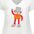 thumbnail image 4 of Inktastic Cute Robot, Smiling Robot, Colorful Robot Women's Plus Size V-Neck T-Shirt, 4 of 5