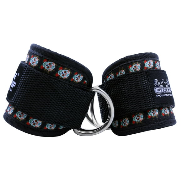 Grip Power Pads Best Ankle Straps for Cable Machines Double D-Ring Adjustable Neoprene Premium Cuffs to Enhance Legs, Abs & Glutes for Men & Women (Coco, Pair)