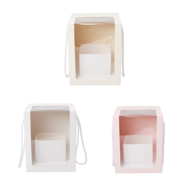 EeaseMX 3 cajas de embalaje portátiles cuadradas transparentes con ventana transparente para regalo de flores