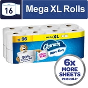 Charmin Toilet Paper Ultra Soft 16 Mega XL Rolls, 336 Sheets Per Roll