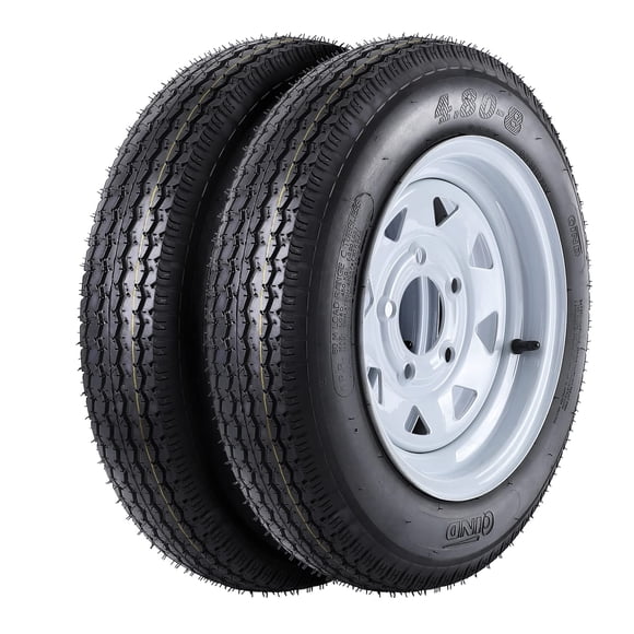 QinaQin 2 Pack 4.80-8 Trailer Tires with 8 Inch Rims, 4 Lug on 4 Inch for Utility, Cargo or Boat Trailer