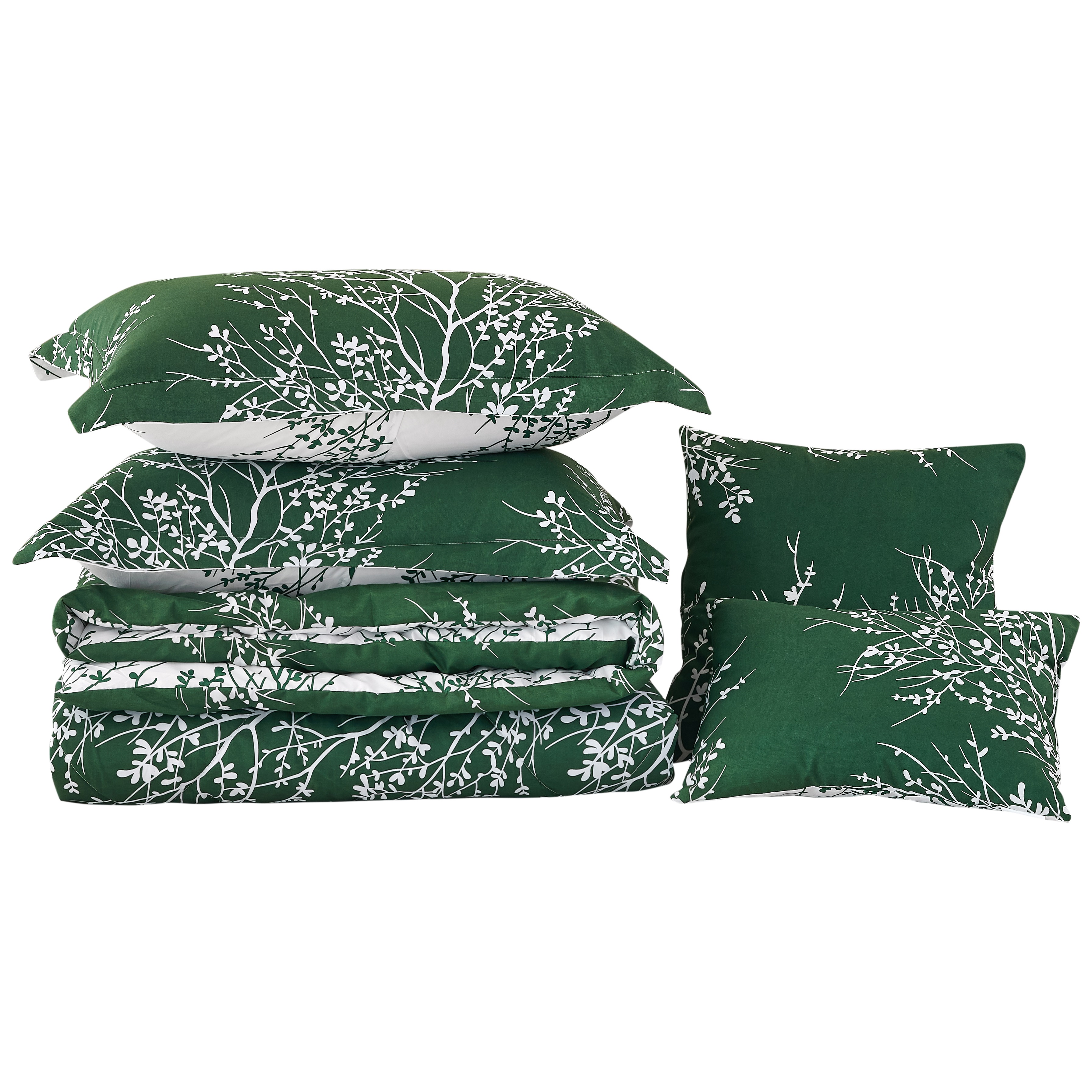 Collections Etc SL Spirit Linen Home EST. 1988 Foliage Collection Comforter Set - Oversized Reversible Bedding, Pre-Washed for Extra Softness, King, Hunter Ivory